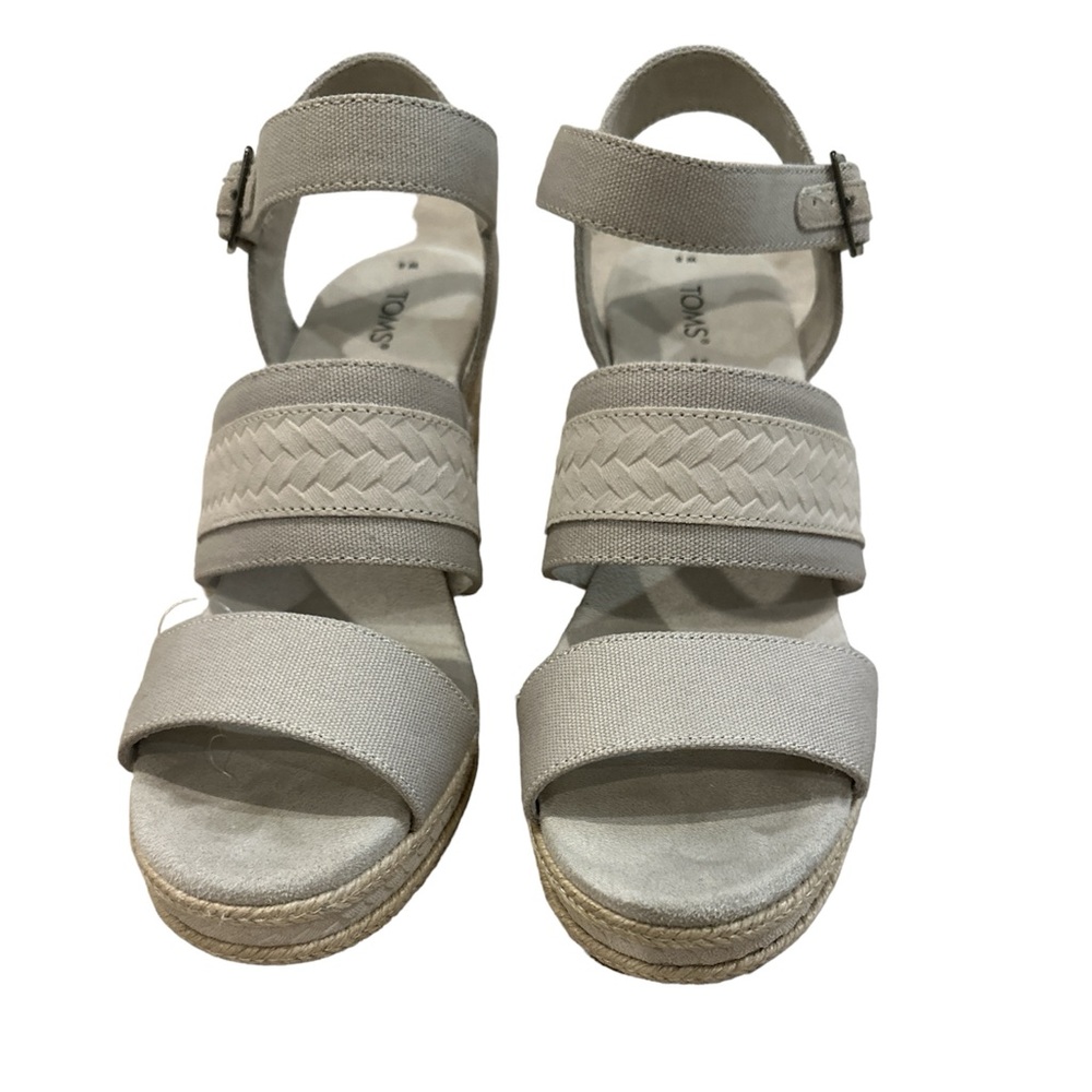 TOMS Ladies Madelyn Pebble Grey Wedge Sandal Size 8M